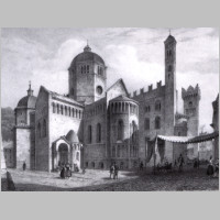 XIX century print. Lato orientale della cattedrale di San Vigilio a Trento nel XIX secolo. Wikipedia.jpg